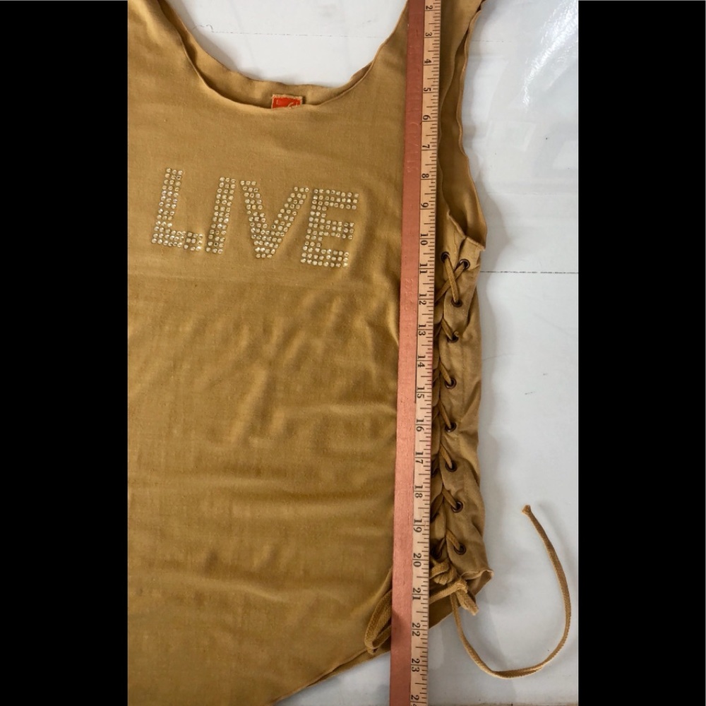 LIVE BLING LOGO RUCHED BLOUSE SIZE LARGE RUMPLE - Picture 8 of 12